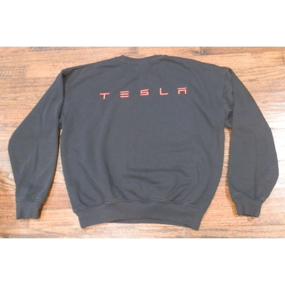 Tesla Black Long Sleeve Embroidered Sweatshirt Unisex Size SM